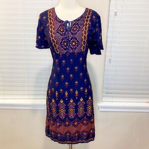 Lapogee Women’s Boho Embroidered Rayon Dress Size XL